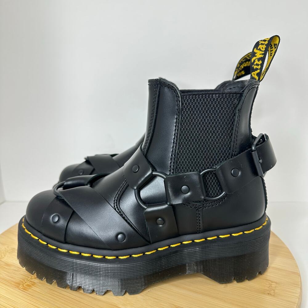 Dr. Martens 2976 Quad Harness Satin Gloss Leather Chlesea Boot Womens Size 5 NEW - Picture 4 of 8